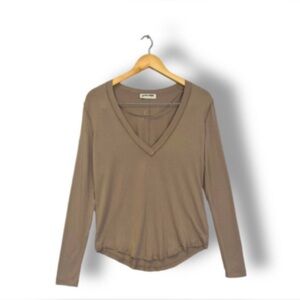 Free People V-Neck Long Sleeve Top